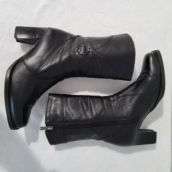 Janita Calf High Heeled Boots 22890, Black SZ 37 - Picture 4 of 15